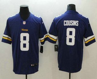 Men's Minnesota Vikings #8 Kirk Cousins Purple 2017 Vapor Untouchable Stitched NFL Nike Limited Jersey