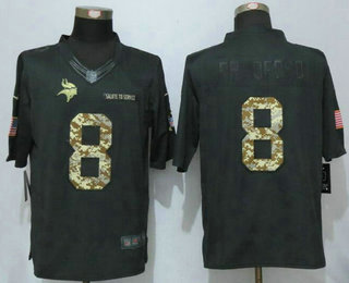 Men's Minnesota Vikings #8 Sam Bradford Black Anthracite 2016 Salute To Service Stitched NFL Nike Limited Jersey