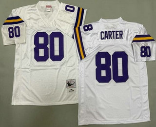 Men's Minnesota Vikings #80 Cris Carter White 1995 Throwback Jersey