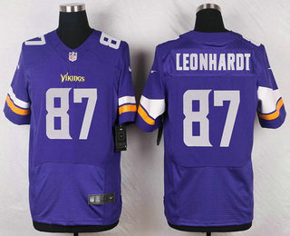 Men's Minnesota Vikings #87 Brian Leonhardt Purple Team Color NFL Nike Elite Jersey