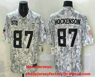 Men's Minnesota Vikings #87 TJ Hockenson Arctic Camo 2024 FUSE Salute to Service Limited Stitched Jersey