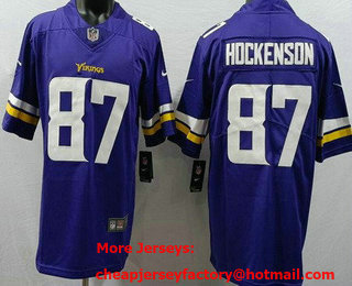 Men's Minnesota Vikings #87 TJ Hockenson Limited Purple Vapor Jersey
