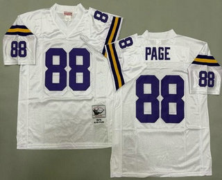Men's Minnesota Vikings #88 Alan Page White 1975 Throwback Jersey
