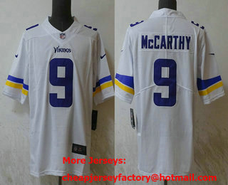 Men's Minnesota Vikings #9 JJ McCarthy White 2024 Vapor Untouchable Limited Stitched Jersey