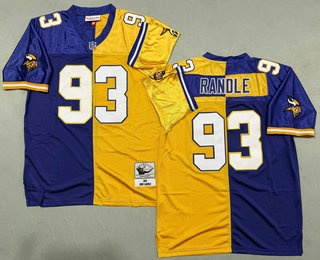 Men's Minnesota Vikings #93 John Randle Purple Yellow Split 1998 Throwback Jersey