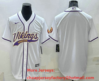 Men's Minnesota Vikings Blank White Stitched MLB Cool Base Nike Baseball Jersey