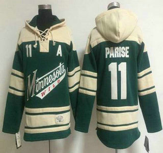 Men's Minnesota Wild #11 Zach Parise Old Time Hockey Green Hoody