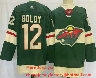 Men's Minnesota Wild #12 Matt Boldy Green Stitched Jersey