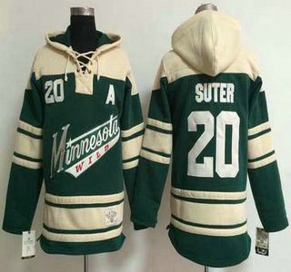 Men's Minnesota Wild #20 Ryan Suter Old Time Hockey Green Hoody