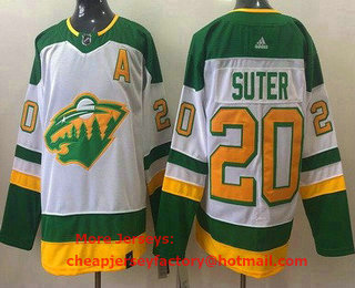 Men's Minnesota Wild #20 Ryan Suter 2021 White Retro Stitched NHL Jersey