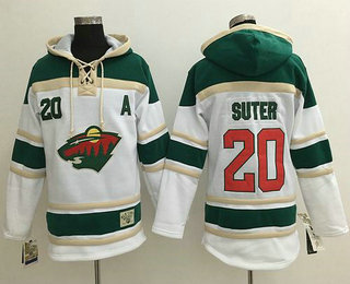 Men's Minnesota Wild #20 Ryan Suter Old Time Hockey White Hoodie