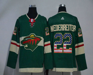 Men's Minnesota Wild #22 Nino Niederreiter Green With USA Flag 2017-2018 Hockey Stitched NHL Jersey