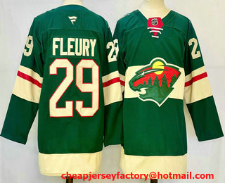 Men's Minnesota Wild #29 Marc Andre Fleury Green 2024 Stitched Jersey