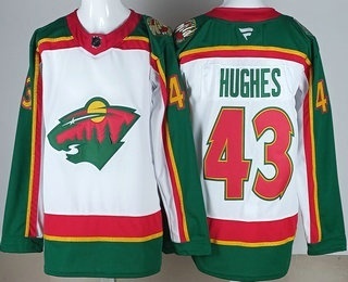 Men's Minnesota Wild #43 Quinn Hughes White Authentic Jersey