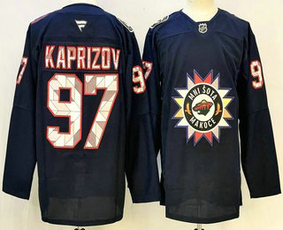 Men's Minnesota Wild #97 Kirill Kaprizov  Navy Native American Heritage Day Stitched Jersey