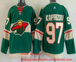 Men's Minnesota Wild #97 Kirill Kaprizov Green Stitched Jersey