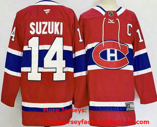Men's Montreal Canadiens #14 Nick Suzuki Red 2025 Stitched Jersey