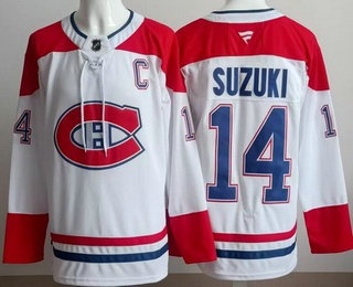 Men's Montreal Canadiens #14 Nick Suzuki White Authentic Jersey