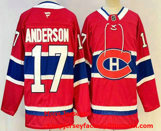 Men's Montreal Canadiens #17 Josh Anderson Red Authentic Jersey
