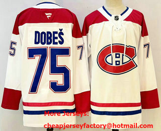 Men's Montreal Canadiens #75 Jakub Dobes White Authentic Jersey