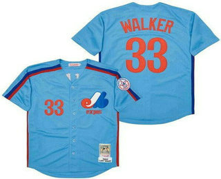 Men's Montreal Expos #33 Larry Walker Blue 1982 Throwback Jersey