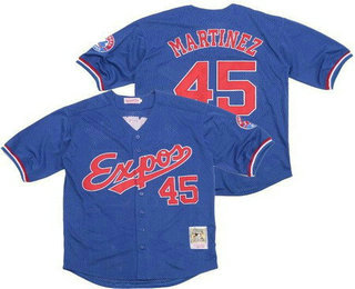 Men's Montreal Expos #45 Pedro Martinez Blue Throwback Jersey