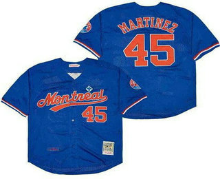 Men's Montreal Expos #45 Pedro Martinez Mesh Throwback Jersey
