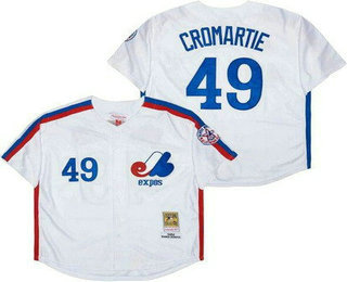 Men's Montreal Expos #49 Warren Cromartie White 1982 Throwback Jersey