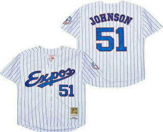 Men's Montreal Expos #51 Randy Johnson White 1982 Throwback Jersey