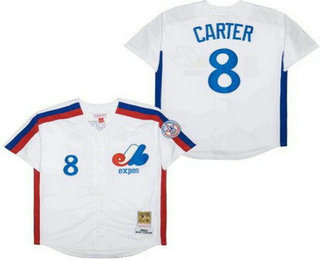 Men's Montreal Expos #8 Gary Carter White 1982 Throwback Jersey