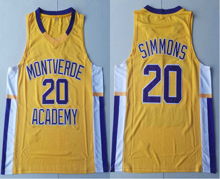 Men's Montverde Academy Eagles #20 Ben Simmons Yellow High School Jersey