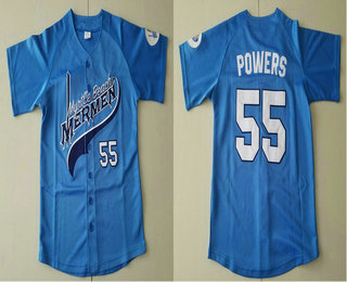 Men's Myrtle Beach Mermen #55 Light Blue College Baseball Stitched Nike NCAA Jersey