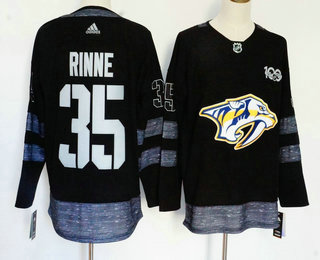 Men's Nashville Predators #35 Pekka Rinne Black 100th Anniversary Stitched NHL 2017 Hockey Jersey