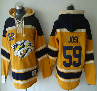 Men's Nashville Predators #59 Roman Josi Old Time Hockey Home Yellow Hoody