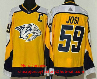Men's Nashville Predators #59 Roman Josi Yellow 2021 Reverse Retro Stitched NHL Jersey
