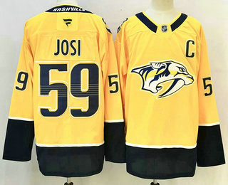 Men's Nashville Predators #59 Roman Josi Yellow Authentic Jersey