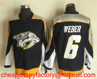 Men's Nashville Predators #6 Shea Weber Navy Blue 1998-99 Throwback Stitched NHL CCM Vintage Hockey Jersey