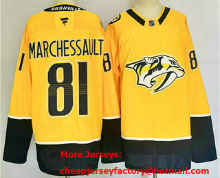Men's Nashville Predators #81 Jonathan Marchessault Yellow 2024 Stitched Jersey