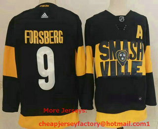 Men's Nashville Predators #9 Filip Forsberg Black 2022 Stadium Series adidas Stitched NHL Jersey