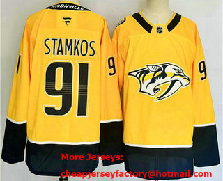Men's Nashville Predators #91 Steven Stamkos Yellow 2024 Stitched Jersey