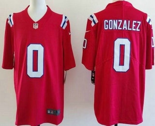 Men's New England Patriots #0 Christian Gonzalez Limited Red Vapor Jersey