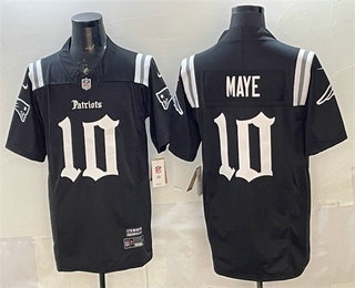 Men's New England Patriots #10 Drake Maye Black FUSE Gothic Revolution Edition Stitched Jersey