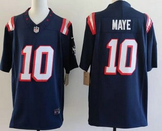 Men's New England Patriots #10 Drake Maye Limited Navy Rivalries FUSE Vapor Jersey