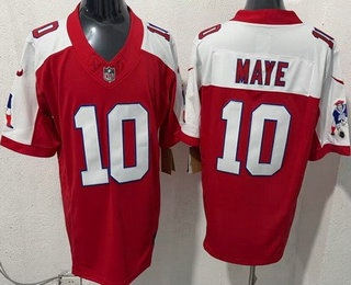 Men's New England Patriots #10 Drake Maye Limited Red Alternate FUSE Vapor Jersey