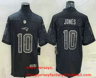 Men's New England Patriots #10 Mac Jones Black Reflective Limited Stitched Football Jersey