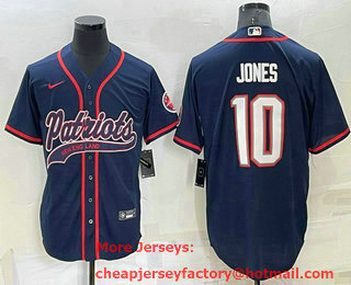 Men's New England Patriots #10 Mac Jones Navy Blue Stitched MLB Cool Base Nike Baseball Jersey