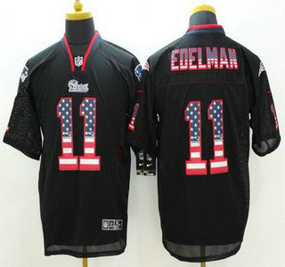 Men's New England Patriots #11 Julian Edelman Black USA Flag Fashion NFL Nike Elite Jersey