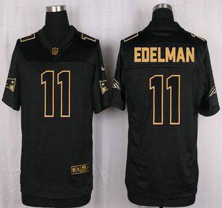 Men's New England Patriots #11 Julian Edelman Pro Line Black Gold Collection Elite Jersey