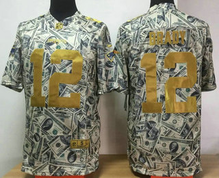 Men's New England Patriots #12 Tom Brady Dollars Fashion Nike Elite Jersey
