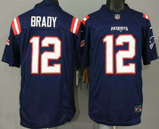 Men's New England Patriots #12 Tom Brady Limited Navy FUSE Vapor Jersey